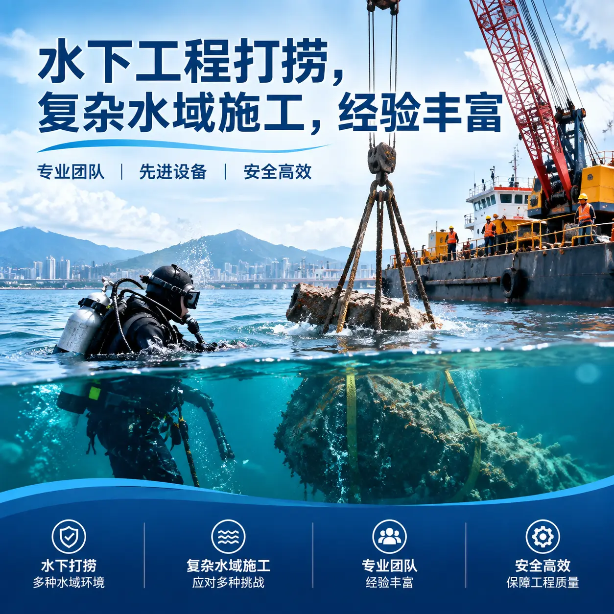 水下工程打捞,复杂水域施工,经验丰富阳朔